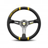 Momo Drifting Cuero Negro/Amarillo Antracita Volante 350 mm